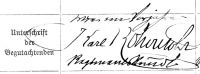 1905 Persönliche Unterschrift Regimentskommandant Kohout Carl, Oberst